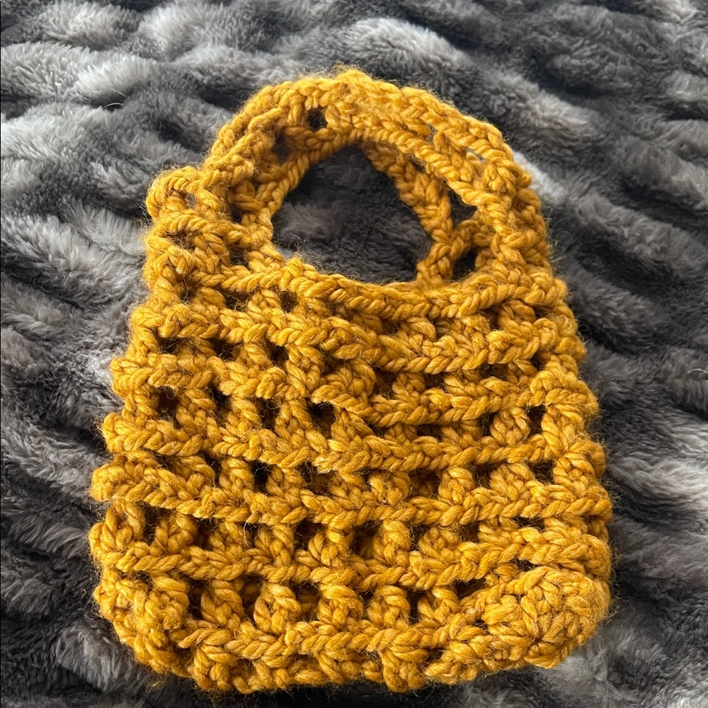 Handmade Crochet Tote Bag in Mustard Yellow